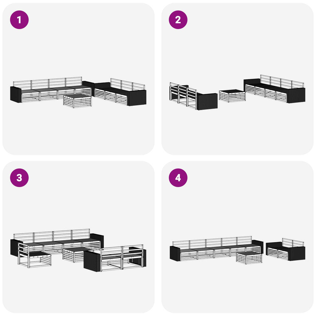 vidaXL Zestaw sof na zewnątrz 8 pcs naturalny 79 x 79 x 37 cm