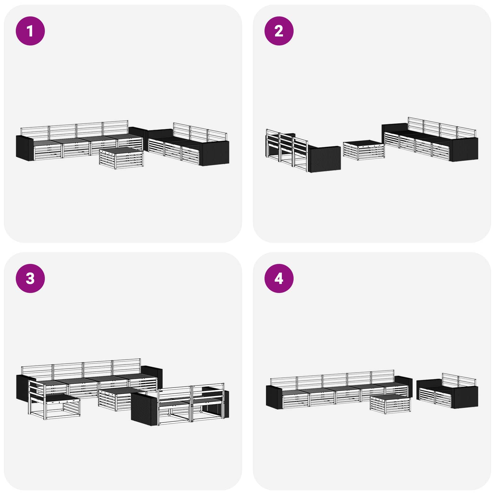 vidaXL Zestaw sof na zewnątrz 8 pcs naturalny 79 x 79 x 37 cm