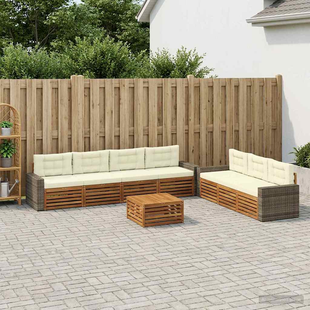 vidaXL Zestaw sof na zewnątrz 8 pcs Naturalny i Kremowy