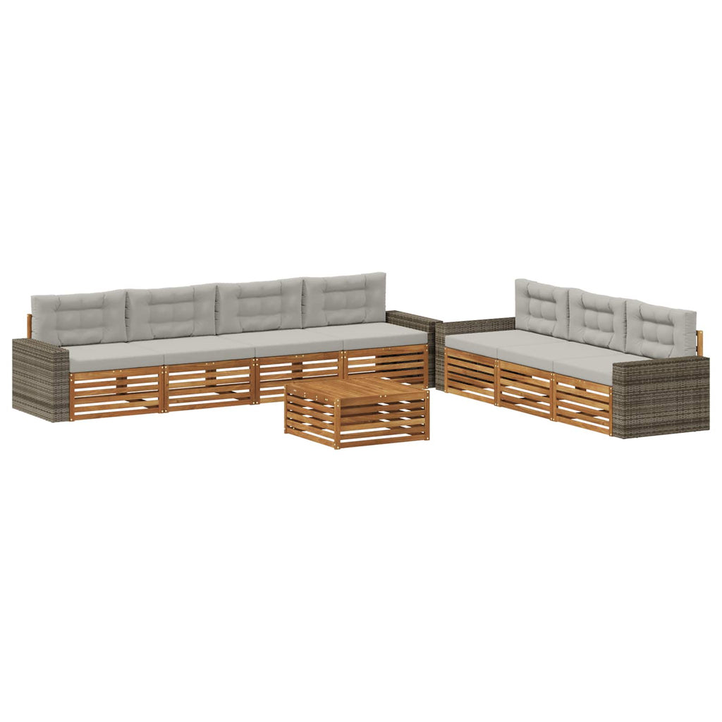 vidaXL Zestaw sof na zewnątrz 8 pcs Naturalny i jasnoszary