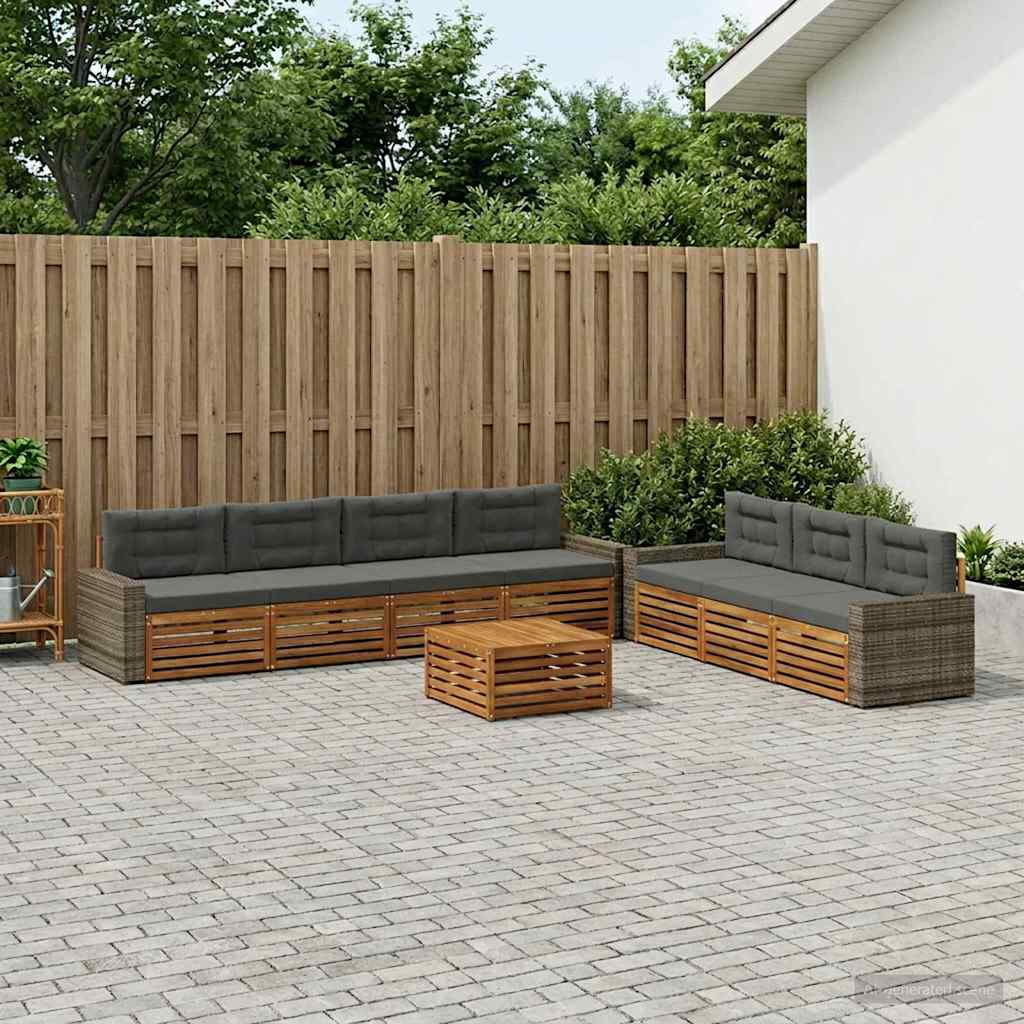 vidaXL Zestaw sof na zewnątrz 8 pcs Naturalny i Antracytowy