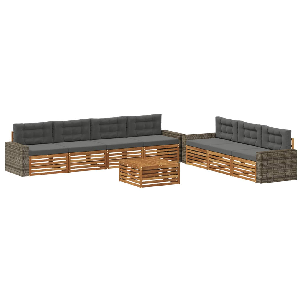 vidaXL Zestaw sof na zewnątrz 8 pcs Naturalny i Antracytowy