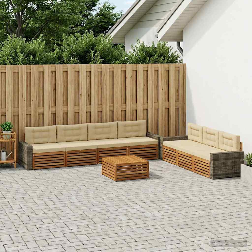 vidaXL Zestaw sof na zewnątrz 8 pcs Naturalny i Beżowy 79 x 79 x 37 cm