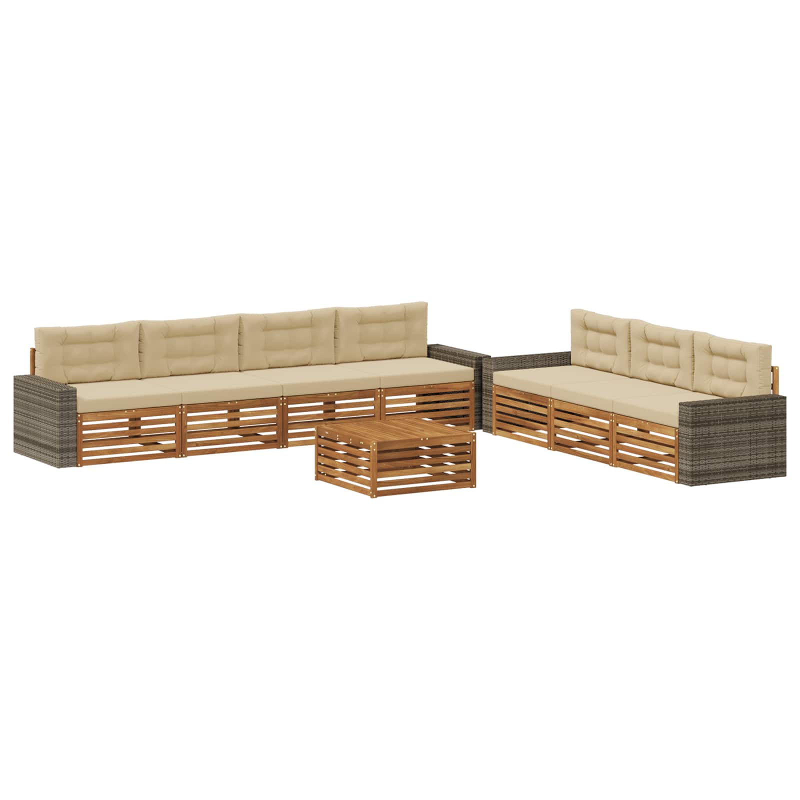 vidaXL Zestaw sof na zewnątrz 8 pcs Naturalny i Beżowy 79 x 79 x 37 cm