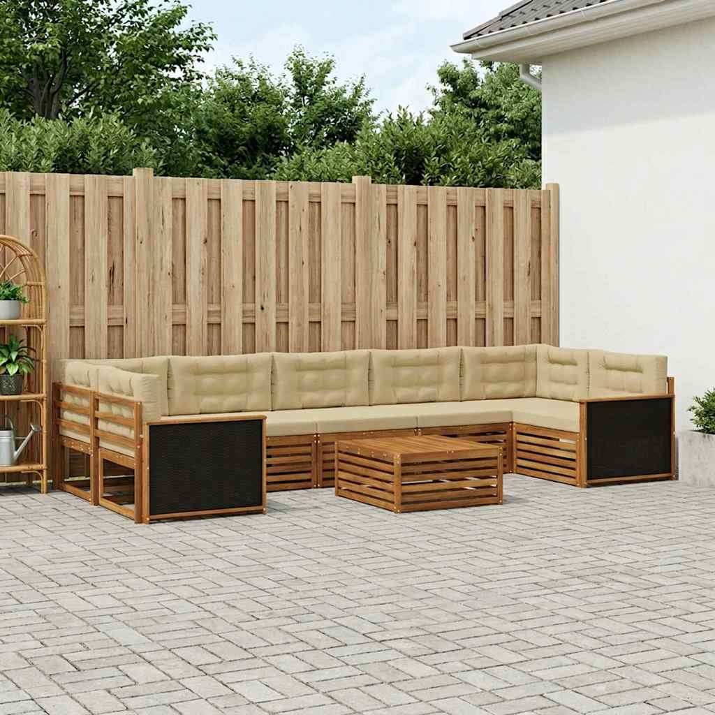 vidaXL Zestaw sof na zewnątrz 8 pcs Naturalny i Beżowy