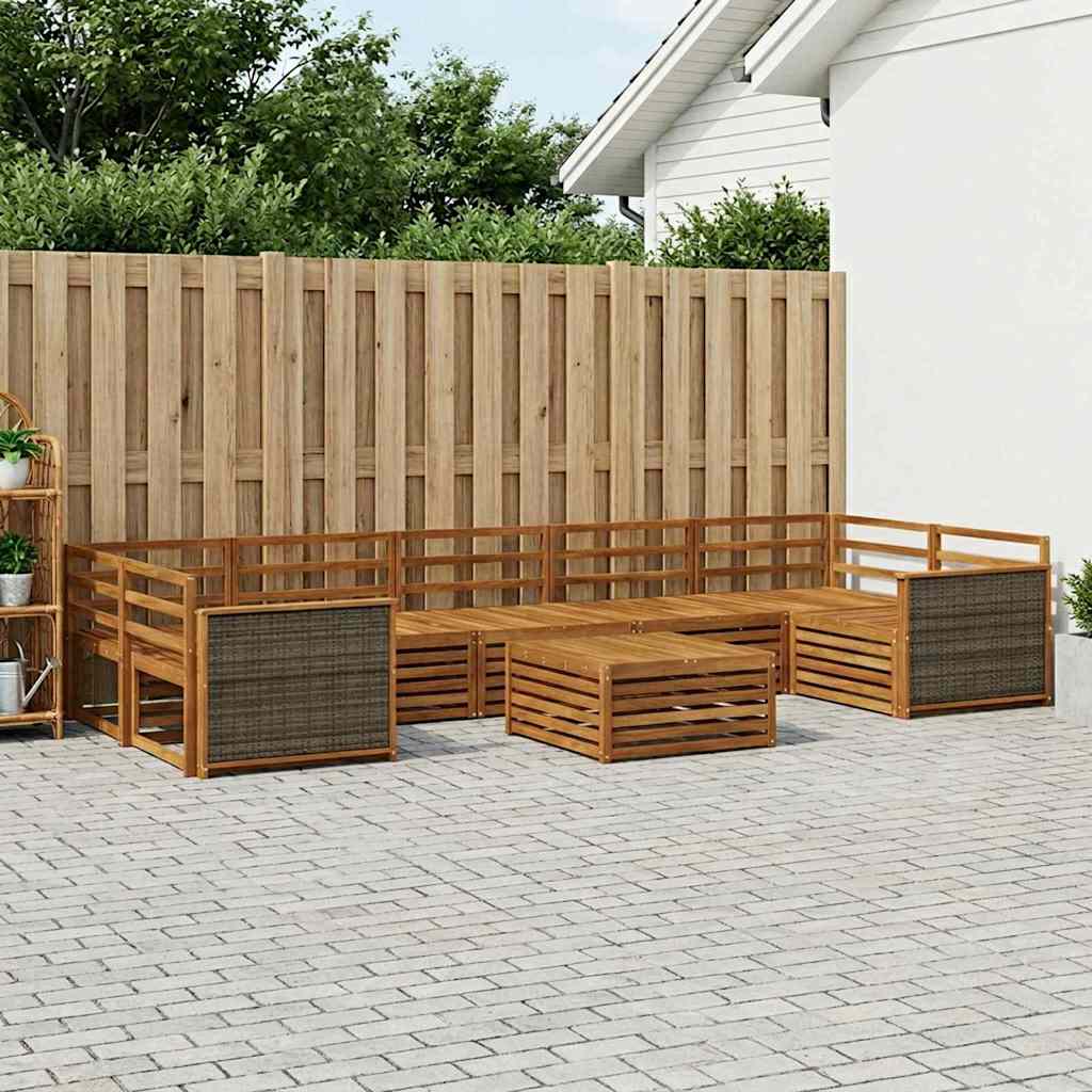 vidaXL Zestaw sof na zewnątrz 8 pcs naturalny Lite Drewno Akacji