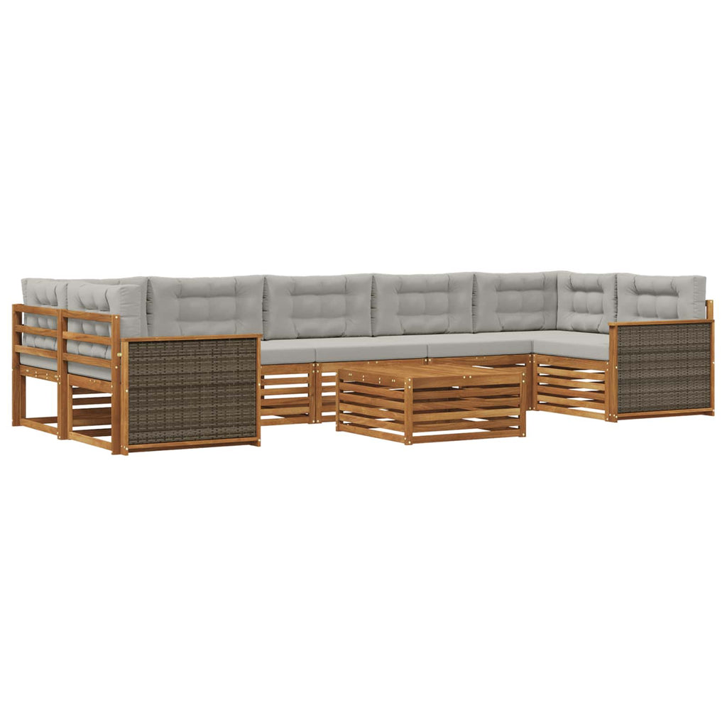 vidaXL Zestaw sof na zewnątrz z poduszką 8 pcs Naturalny i jasnoszary