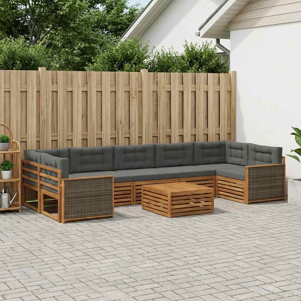 vidaXL Zestaw sof na zewnątrz z poduszką 8 pcs Naturalny i Antracytowy