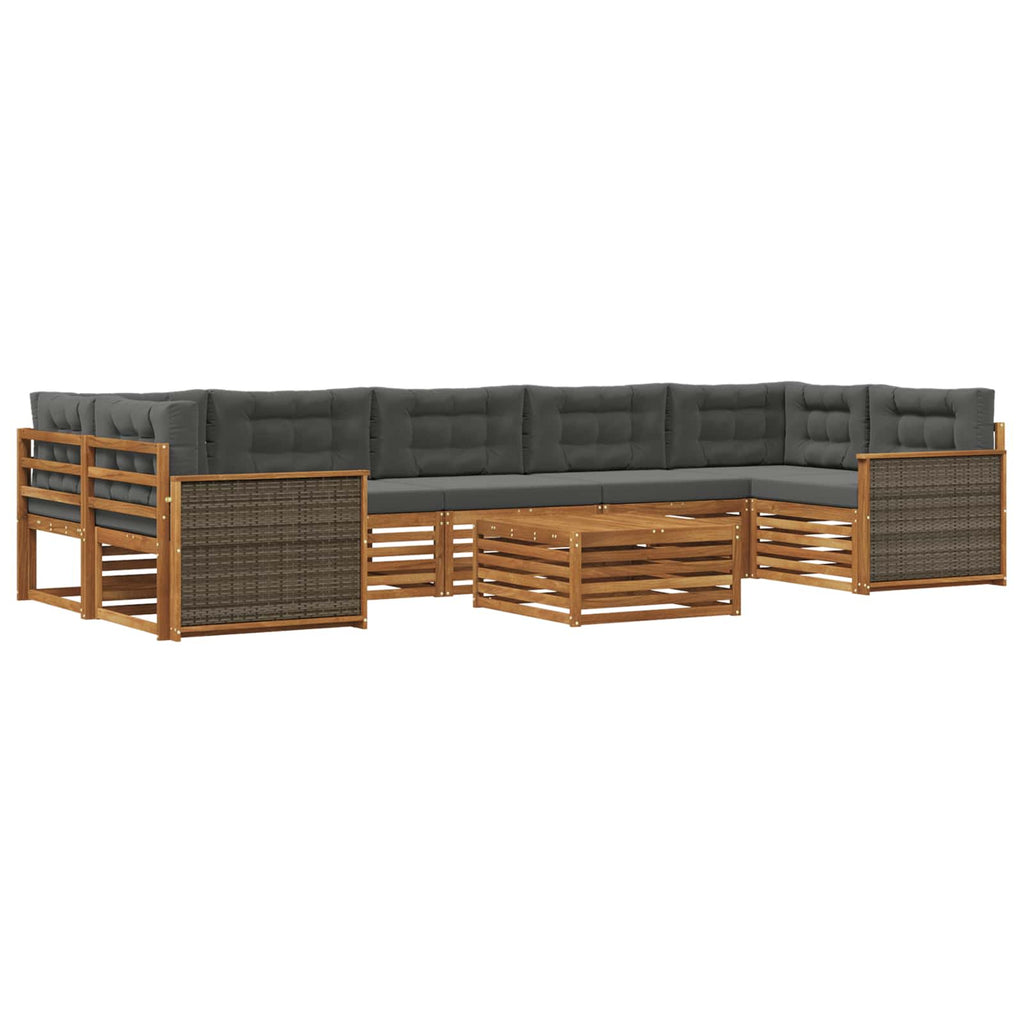 vidaXL Zestaw sof na zewnątrz z poduszką 8 pcs Naturalny i Antracytowy