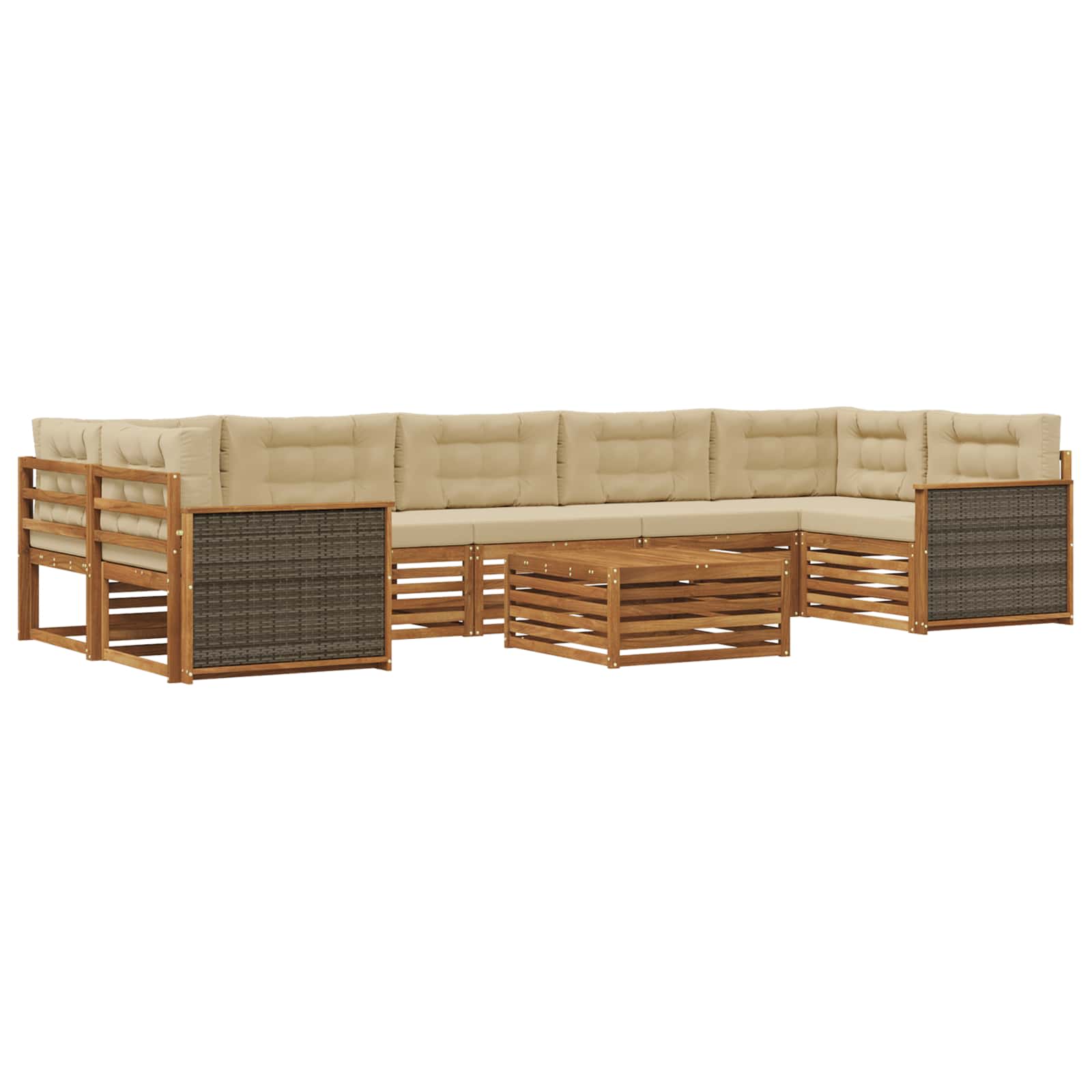 vidaXL Zestaw sof na zewnątrz z poduszką 8 pcs Naturalny i Beżowy