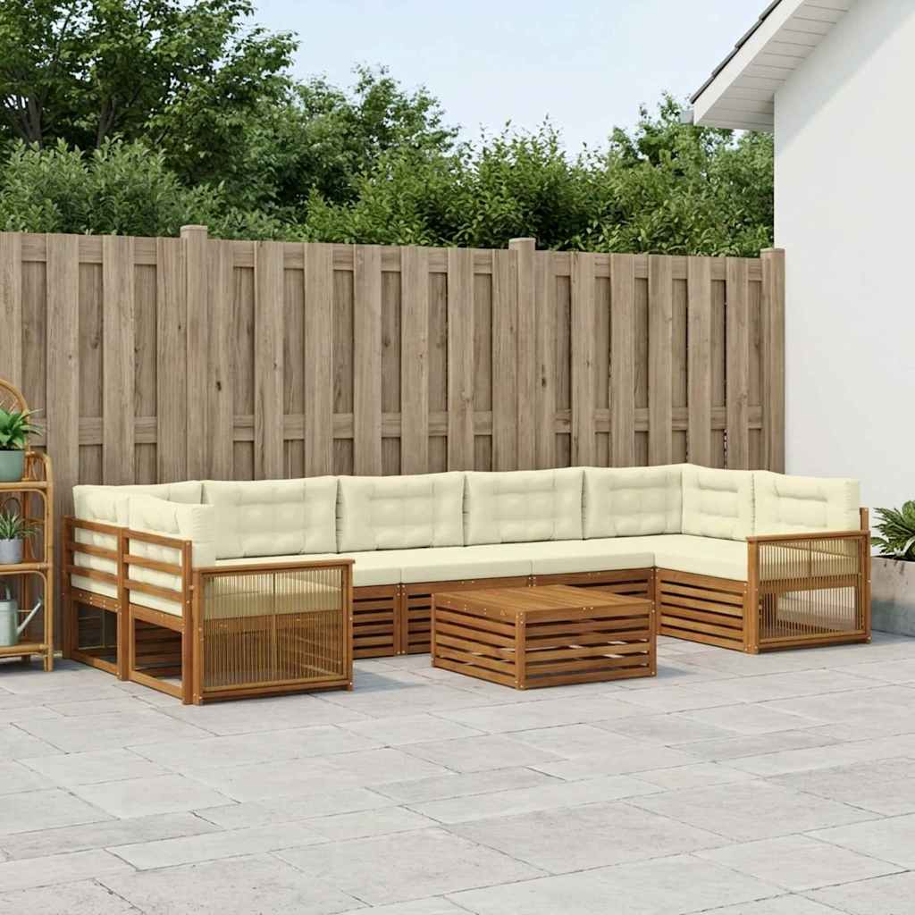 vidaXL Zestaw sof na zewnątrz z poduszką 8 pcs Naturalny i Kremowy