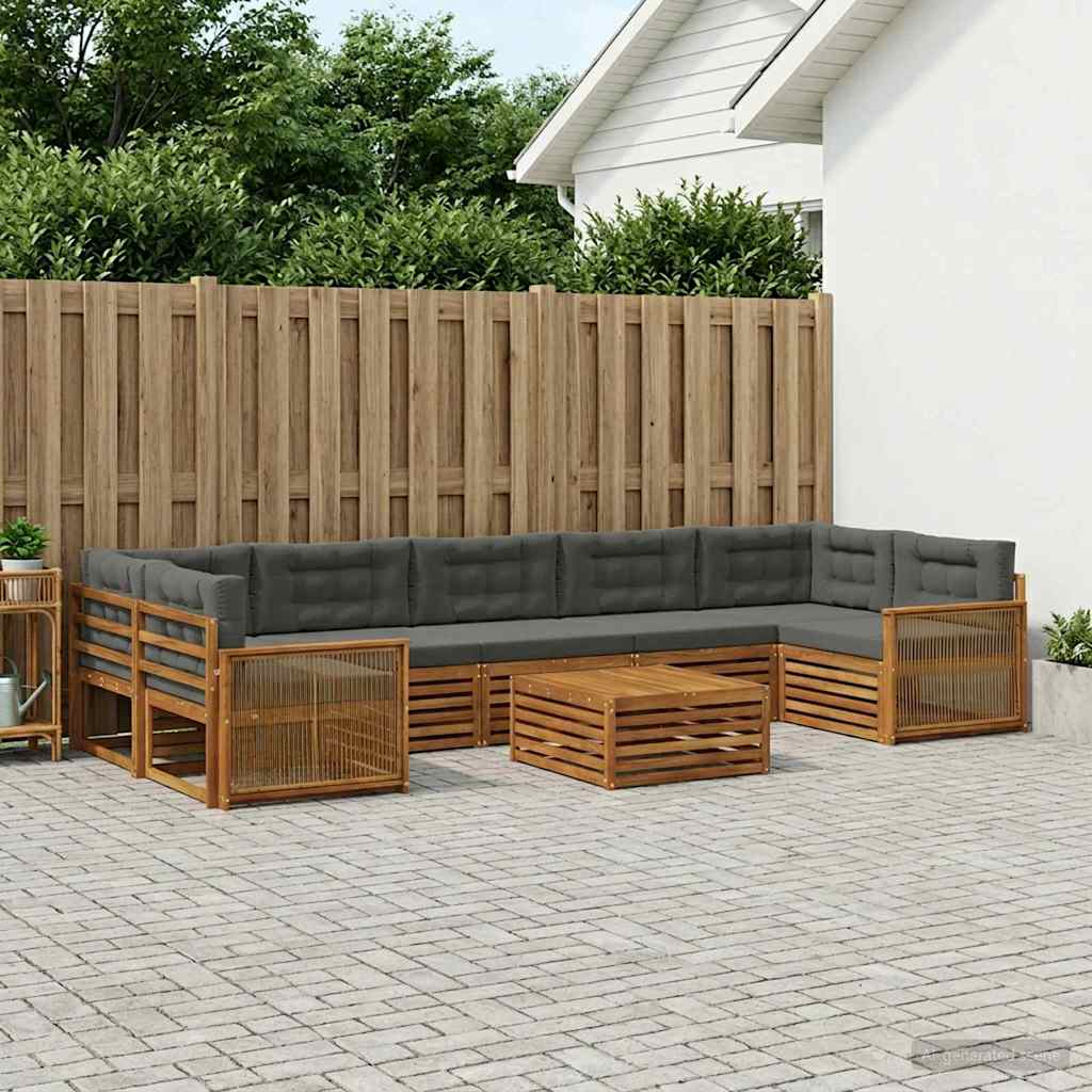 vidaXL Zestaw sof na zewnątrz z poduszką 8 pcs Naturalny i Antracytowy