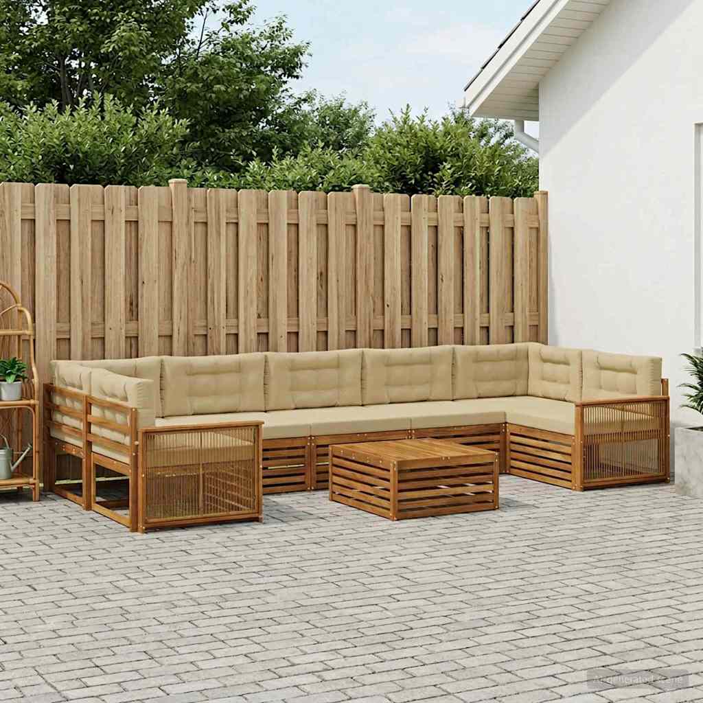 vidaXL Zestaw sof na zewnątrz z poduszką 8 pcs Naturalny i Beżowy