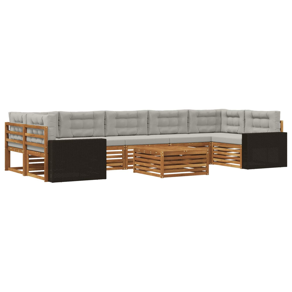 vidaXL Zestaw sof na zewnątrz 8 pcs Naturalny i jasnoszary