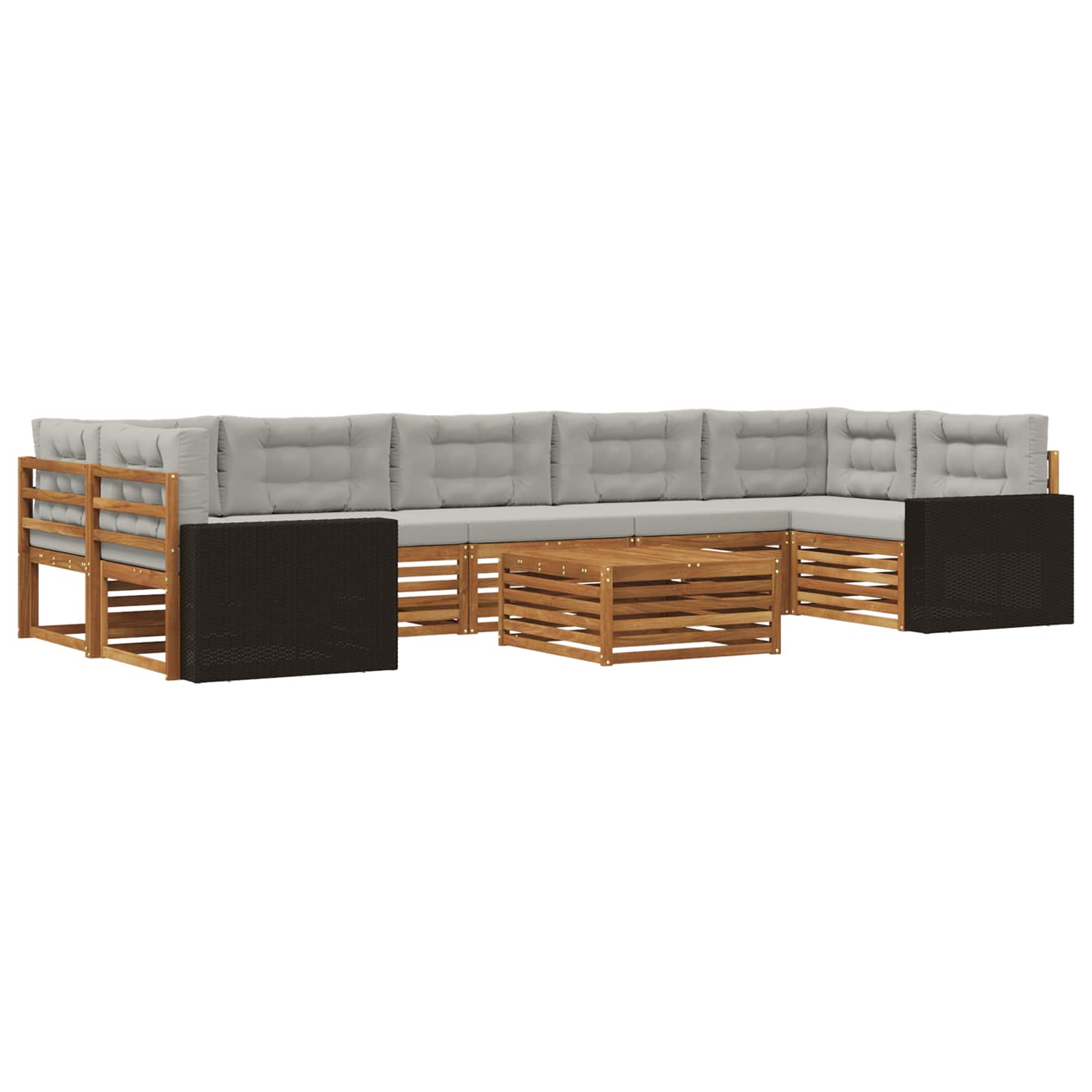 vidaXL Zestaw sof na zewnątrz 8 pcs Naturalny i jasnoszary