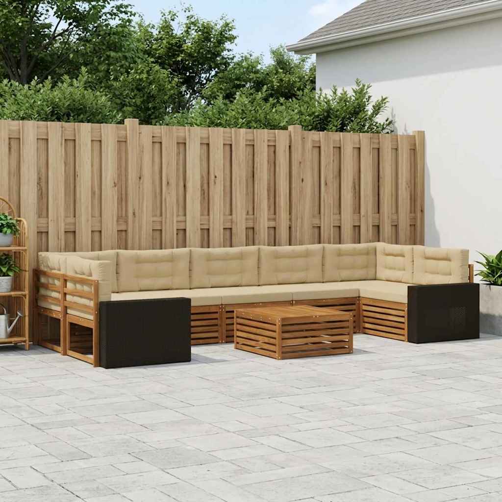 vidaXL Zestaw sof na zewnątrz 8 pcs Naturalny i Beżowy