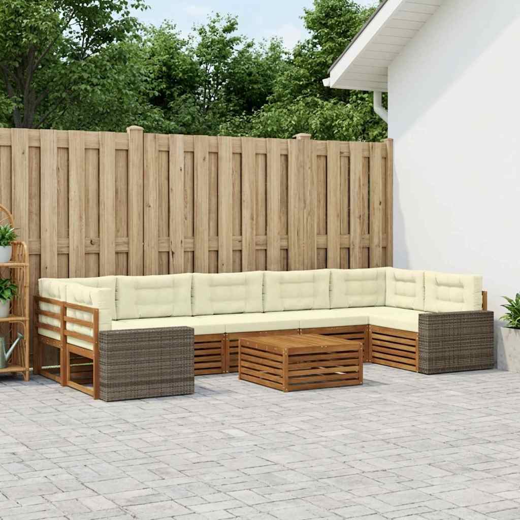 vidaXL Zestaw sof na zewnątrz 8 pcs Naturalny i Kremowy