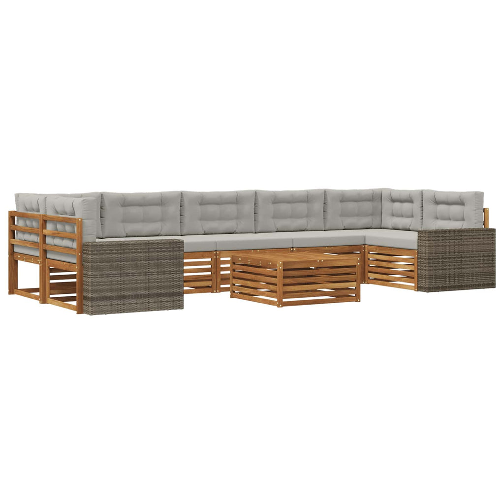 vidaXL Zestaw sof na zewnątrz 8 pcs Naturalny i jasnoszary