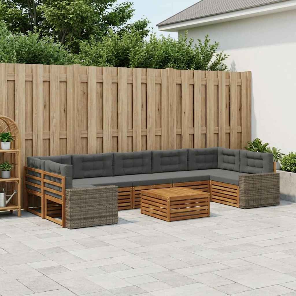 vidaXL Zestaw sof na zewnątrz 8 pcs Naturalny i Antracytowy