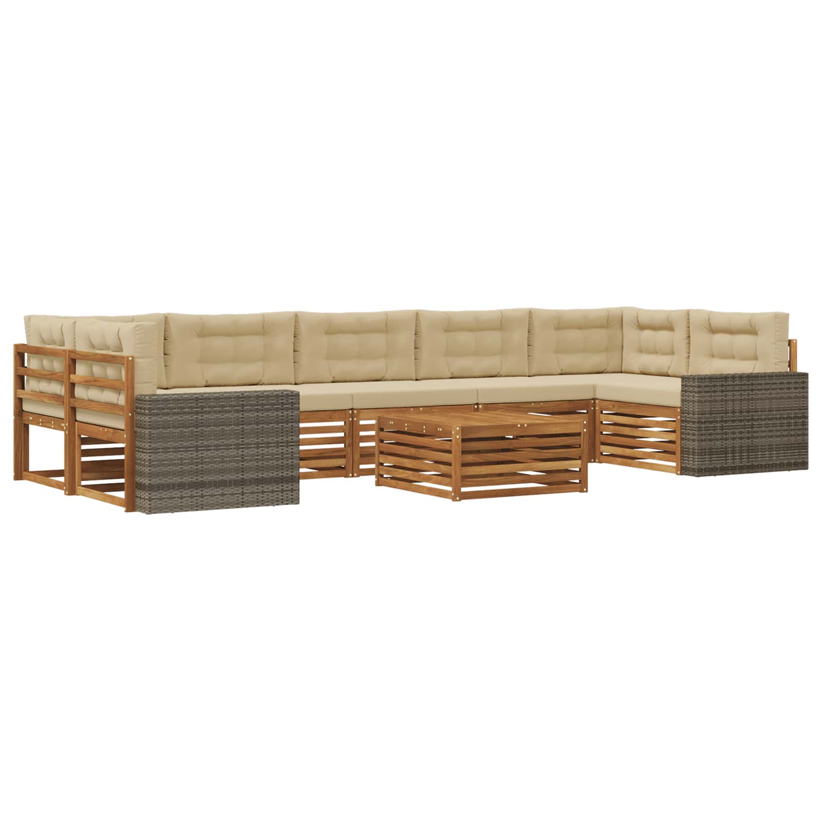 vidaXL Zestaw sof na zewnątrz 8 pcs Naturalny i Beżowy
