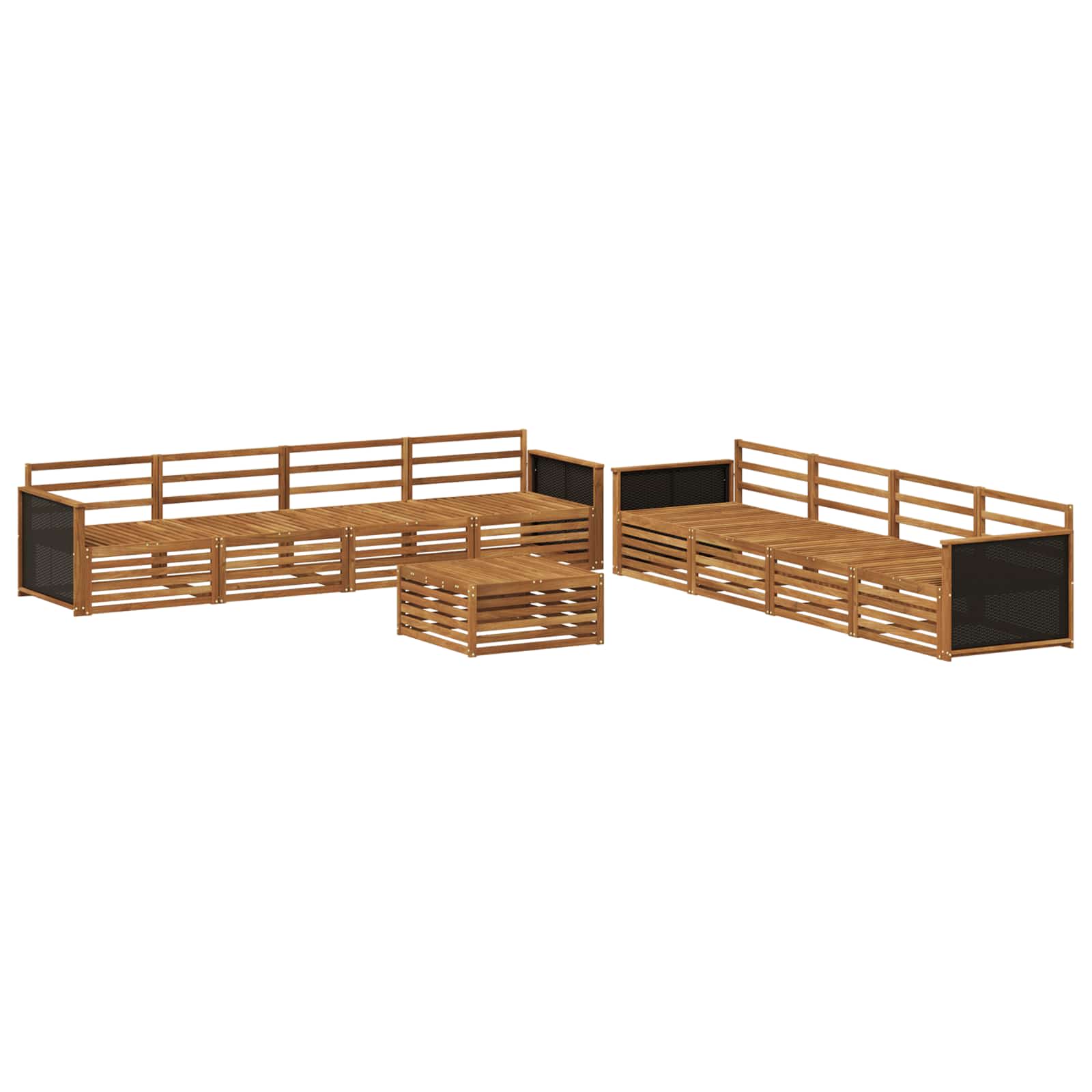 vidaXL Zestaw sof na zewnątrz 9 pcs naturalny Lite drewno akacjowe
