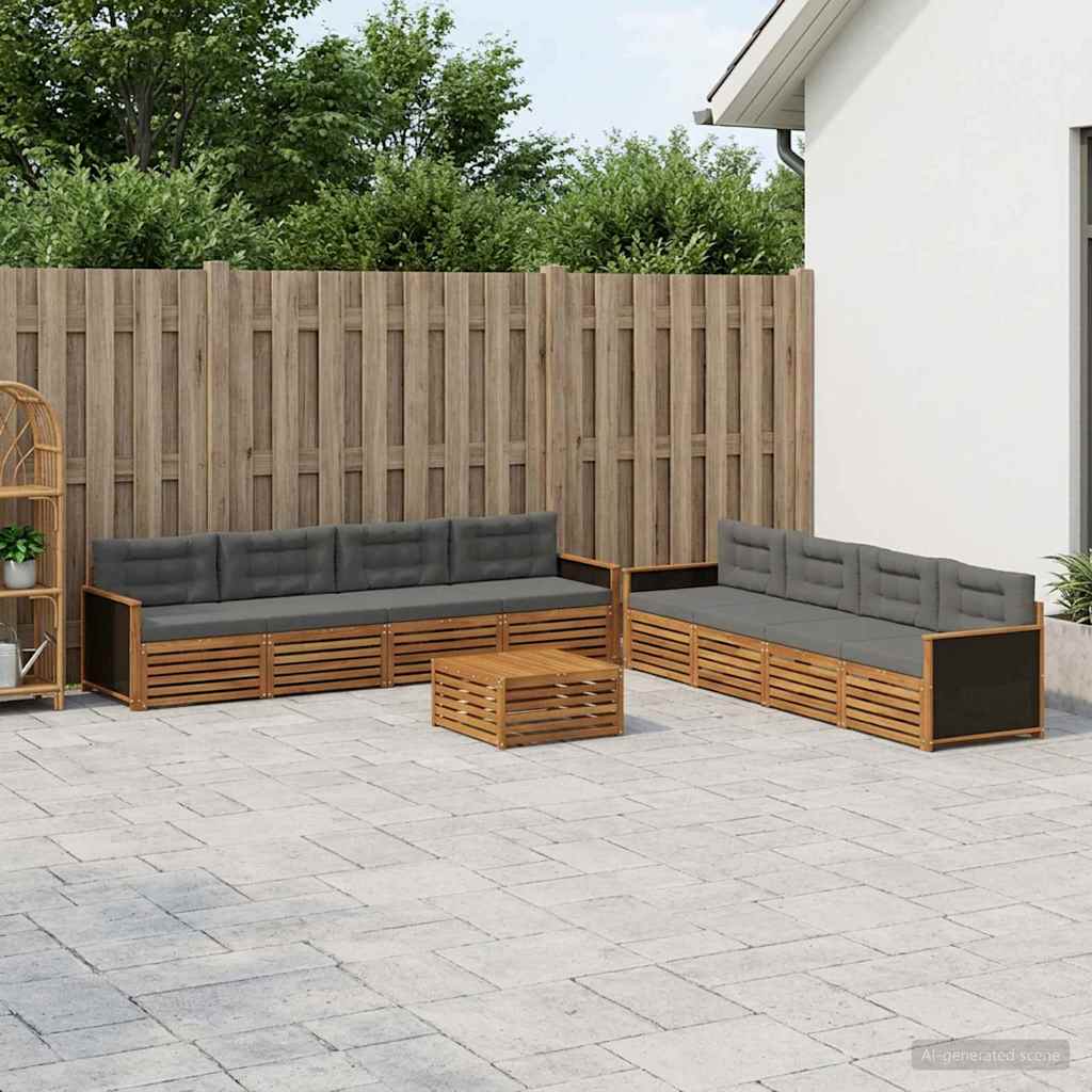 vidaXL Zestaw sof na zewnątrz 9 pcs Naturalny i Antracytowy Poliester