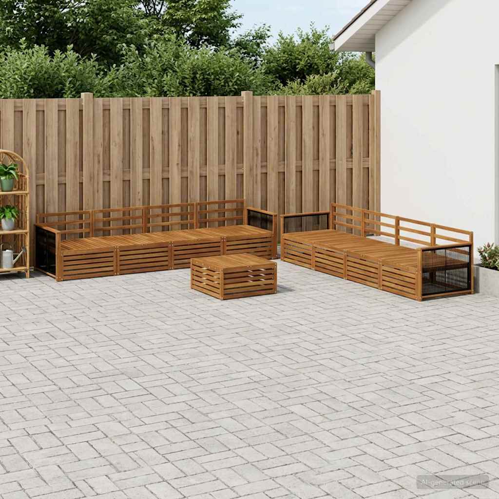 vidaXL Zestaw sof na zewnątrz 9 pcs naturalny Lite Drewno Akacji