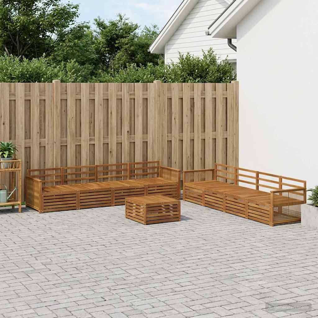 vidaXL Zestaw sof na zewnątrz 9 pcs naturalny Lite Drewno Akacji