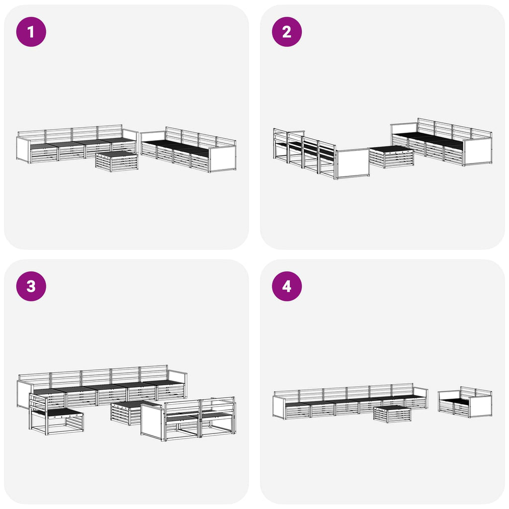 vidaXL Zestaw sof na zewnątrz 9 pcs naturalny Lite Drewno Akacji