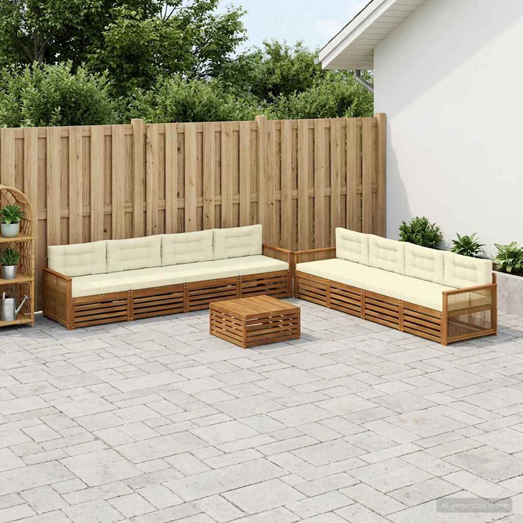 vidaXL Zestaw sof na zewnątrz z poduszką 9 pcs Naturalny i Kremowy