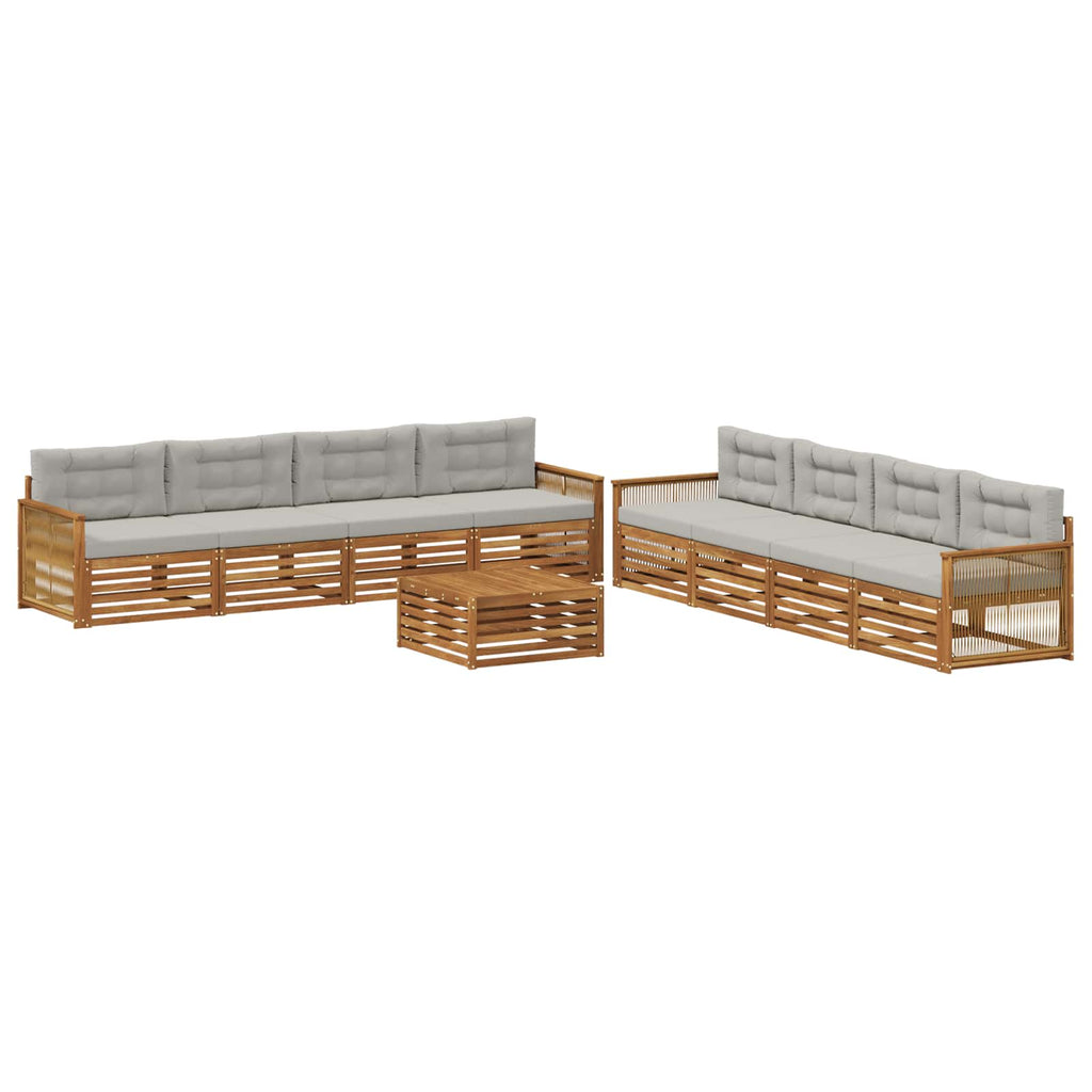 vidaXL Zestaw sof na zewnątrz z poduszką 9 pcs Naturalny i jasnoszary