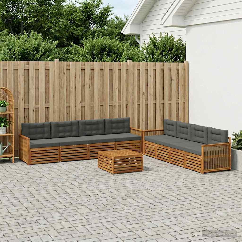 vidaXL Zestaw sof na zewnątrz z poduszką 9 pcs Naturalny i Antracytowy