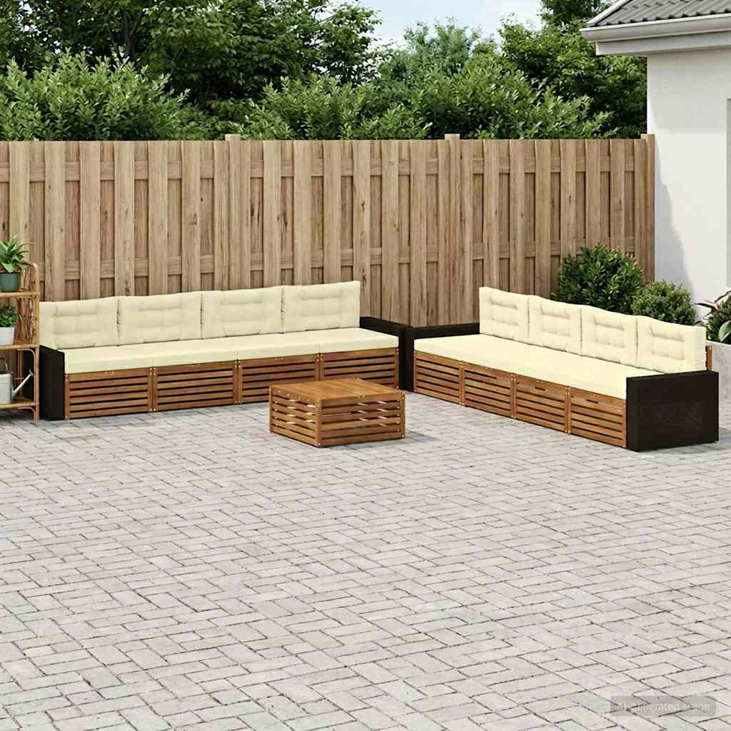 vidaXL Zestaw sof na zewnątrz 9 pcs Naturalny i Kremowy Poliester