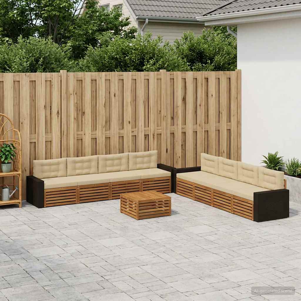 vidaXL Zestaw sof na zewnątrz 9 pcs Naturalny i Beżowy Poliester