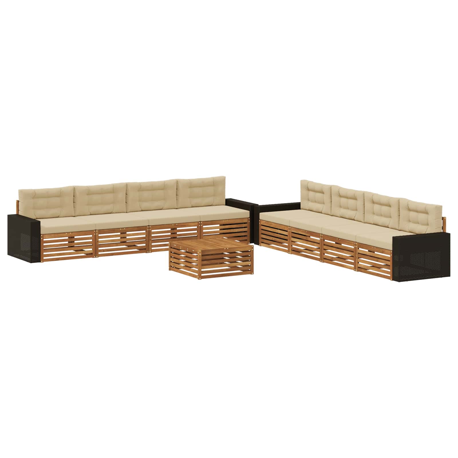 vidaXL Zestaw sof na zewnątrz 9 pcs Naturalny i Beżowy Poliester
