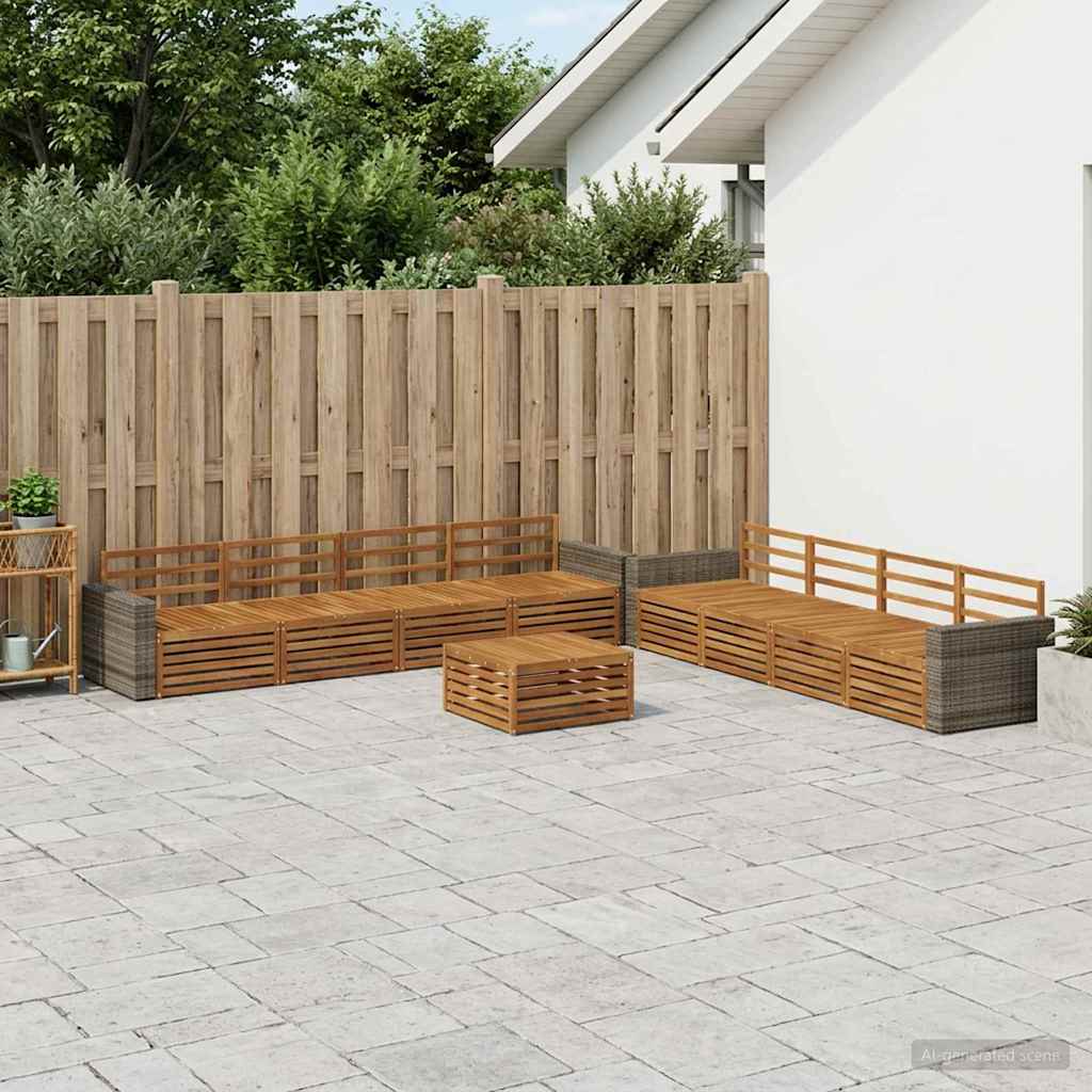 vidaXL Zestaw sof na zewnątrz 9 pcs naturalny Lite drewno akacjowe