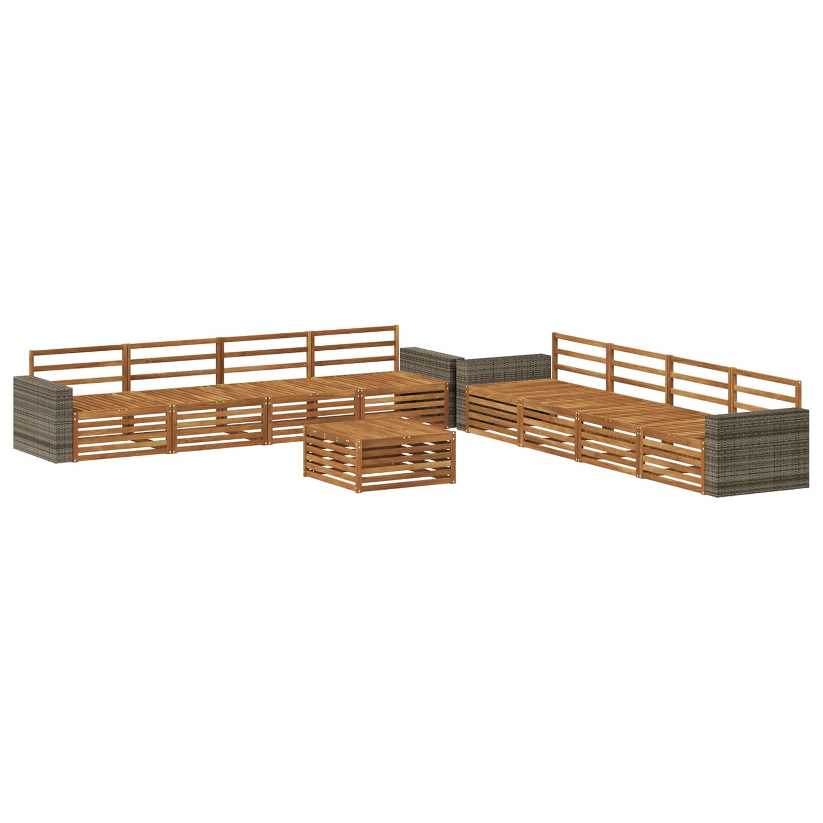vidaXL Zestaw sof na zewnątrz 9 pcs naturalny Lite drewno akacjowe