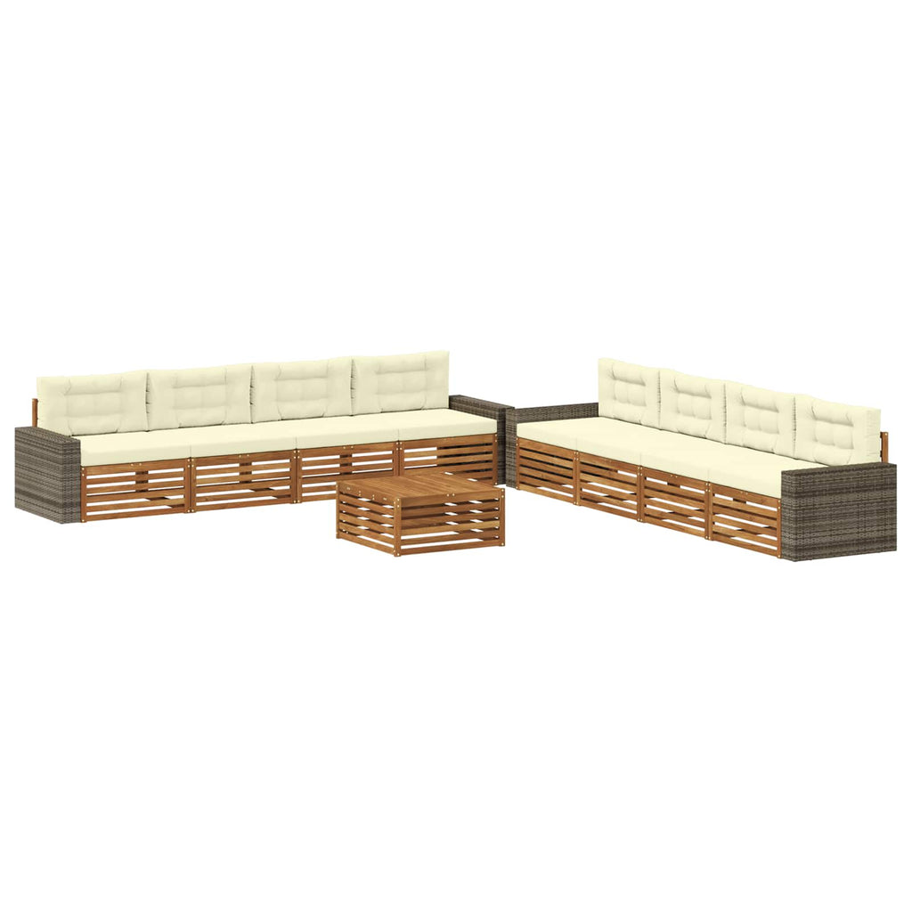 vidaXL Zestaw sof na zewnątrz 9 pcs Naturalny i Kremowy Poliester