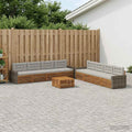 vidaXL Zestaw sof na zewnątrz 9 pcs Naturalny i jasnoszary Poliester