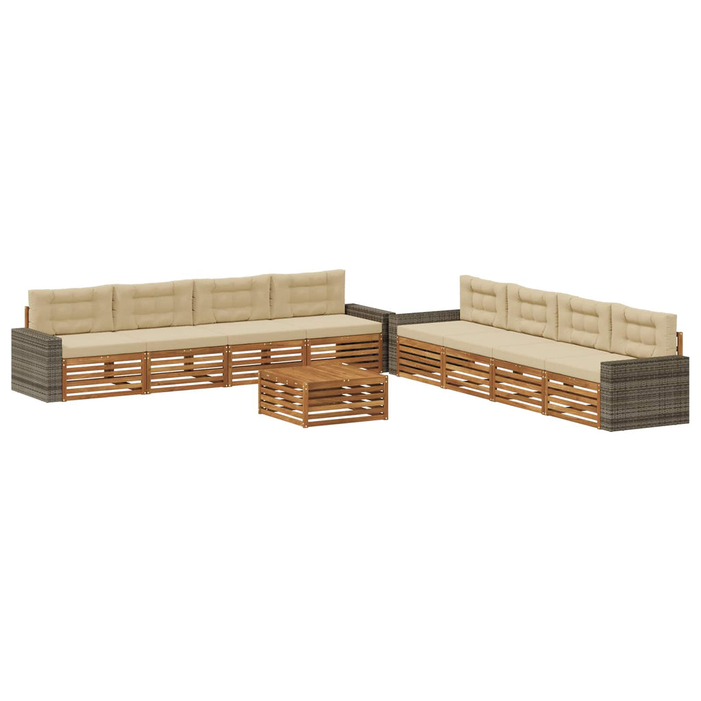 vidaXL Zestaw sof na zewnątrz 9 pcs Naturalny i Beżowy Poliester