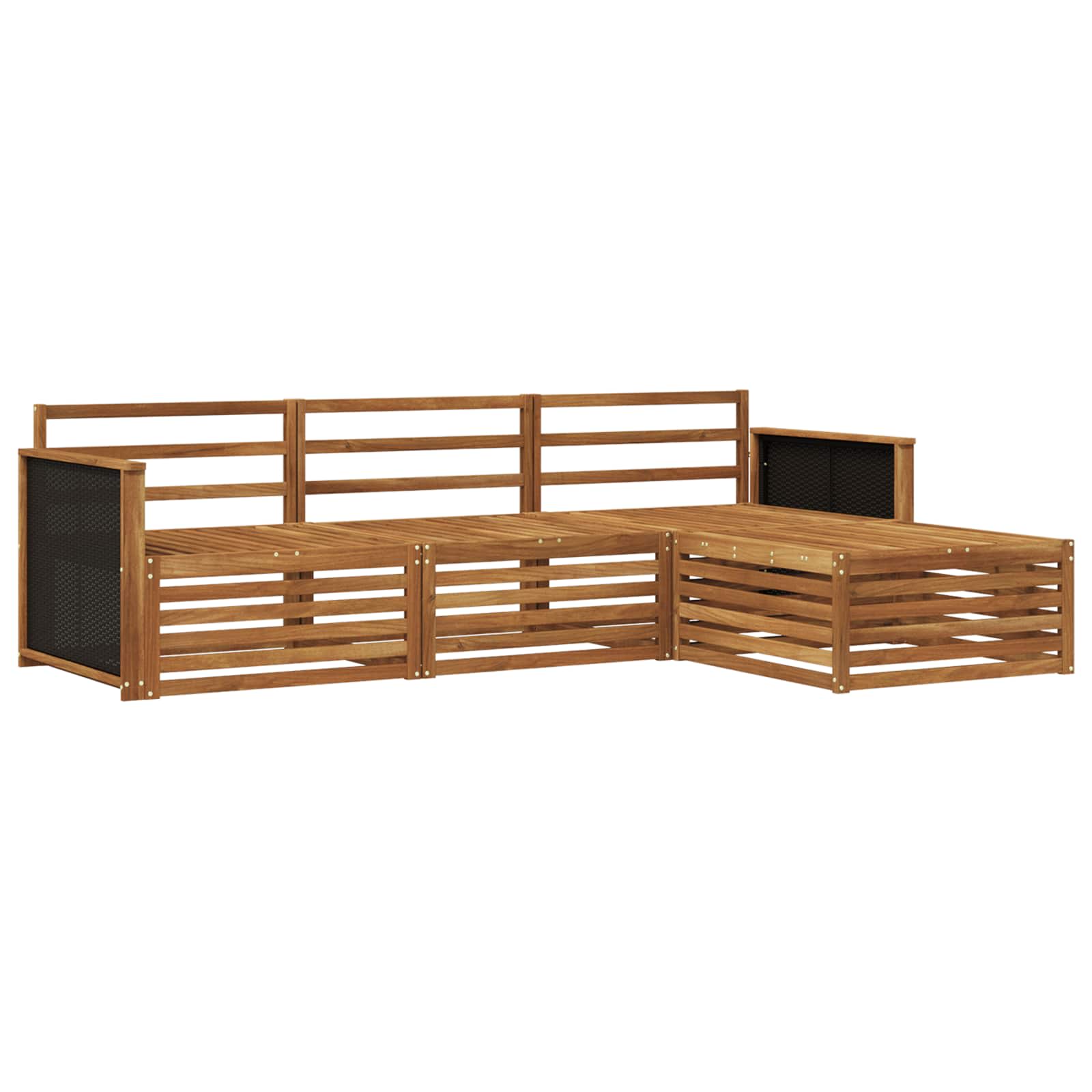 vidaXL Zestaw sof na zewnątrz 4 pcs naturalny Lite Drewno Akacji