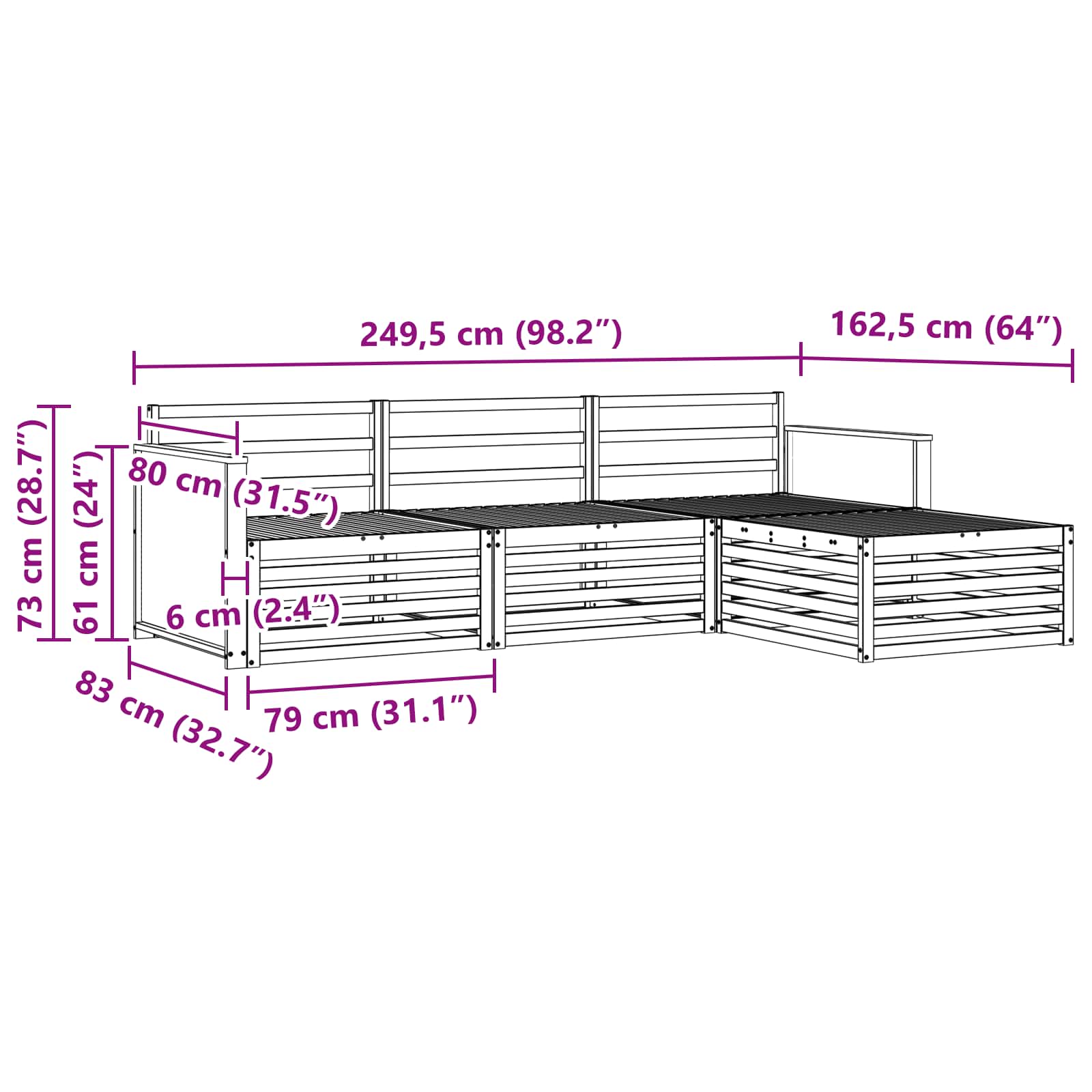vidaXL Zestaw sof na zewnątrz 4 pcs naturalny Lite Drewno Akacji
