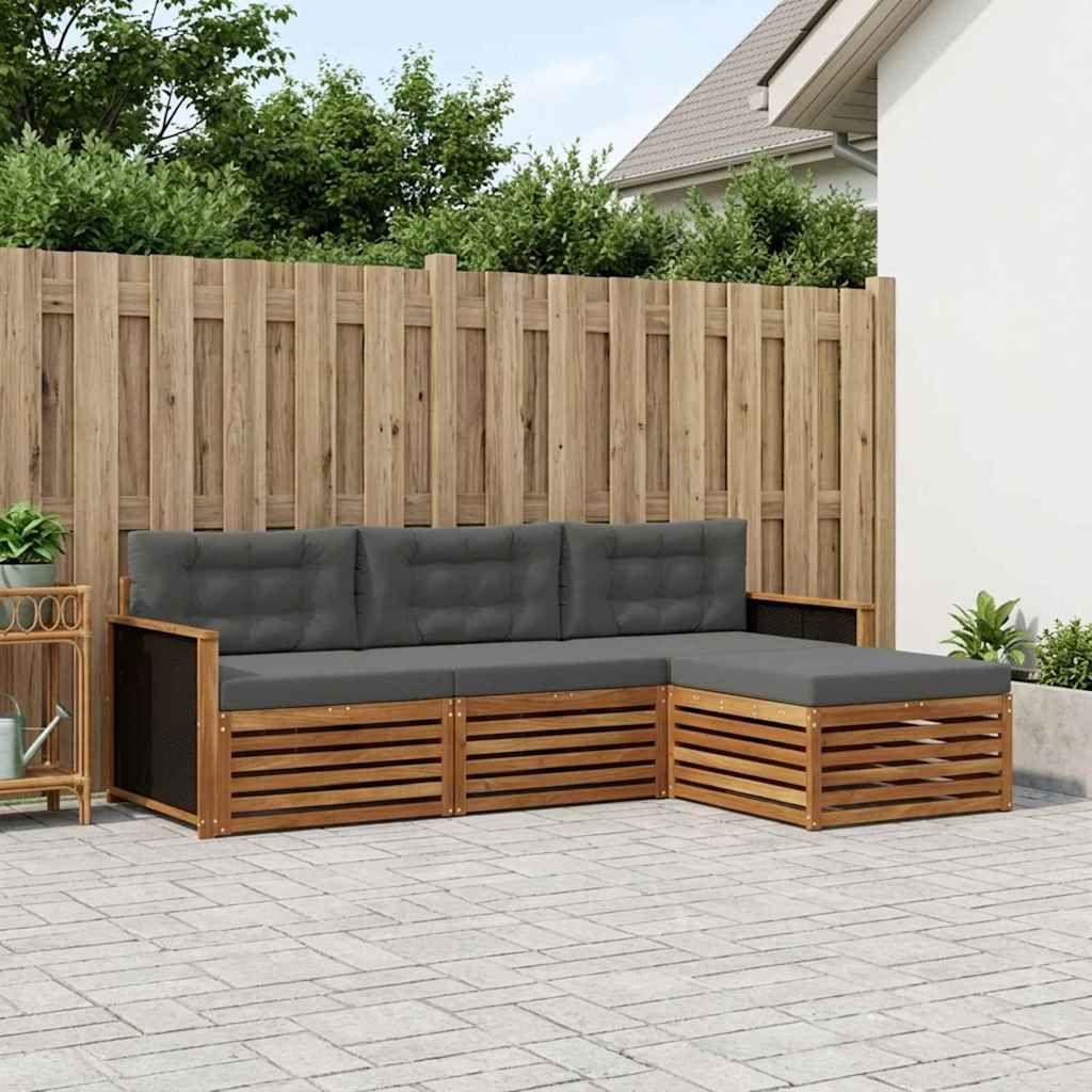 vidaXL Zestaw sof na zewnątrz 4 pcs Naturalny i Antracytowy Poliester