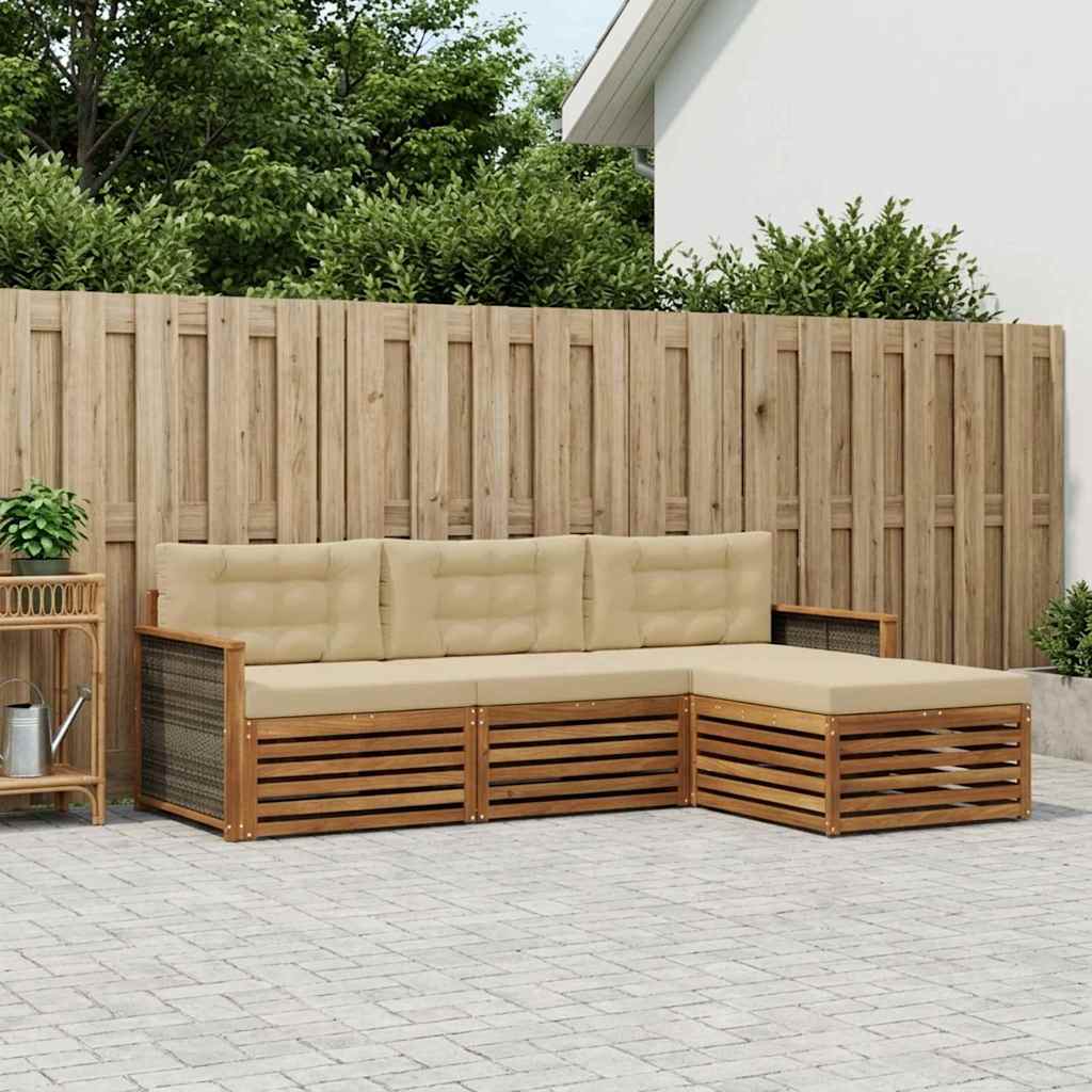 vidaXL Zestaw sof na zewnątrz Naturalny i Beżowy 249,5 x 162,5 x 73 cm