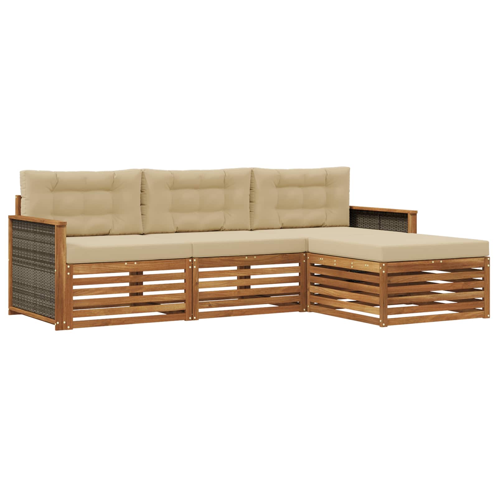 vidaXL Zestaw sof na zewnątrz Naturalny i Beżowy 249,5 x 162,5 x 73 cm