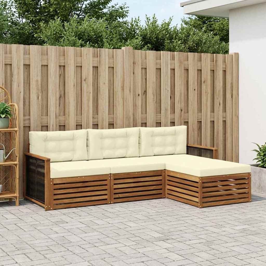vidaXL Zestaw sof na zewnątrz Naturalny i Kremowy 249 x 162,5 x 73 cm