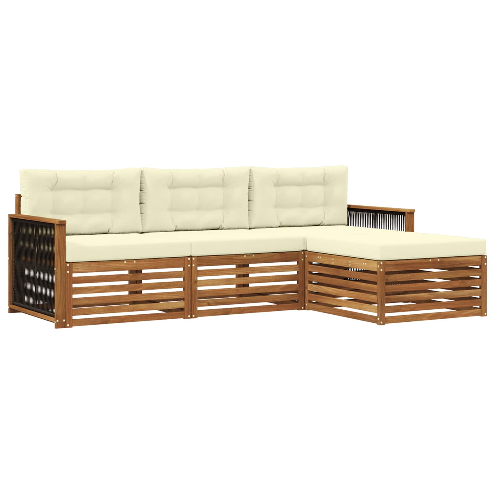 vidaXL Zestaw sof na zewnątrz Naturalny i Kremowy 249 x 162,5 x 73 cm