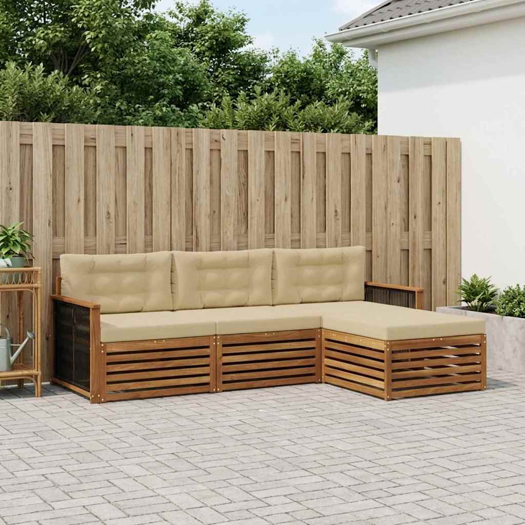 vidaXL Zestaw sof na zewnątrz Naturalny i Beżowy 249 x 162,5 x 73 cm