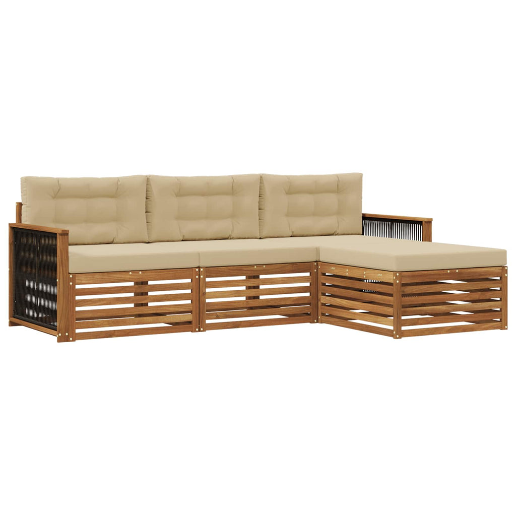 vidaXL Zestaw sof na zewnątrz Naturalny i Beżowy 249 x 162,5 x 73 cm
