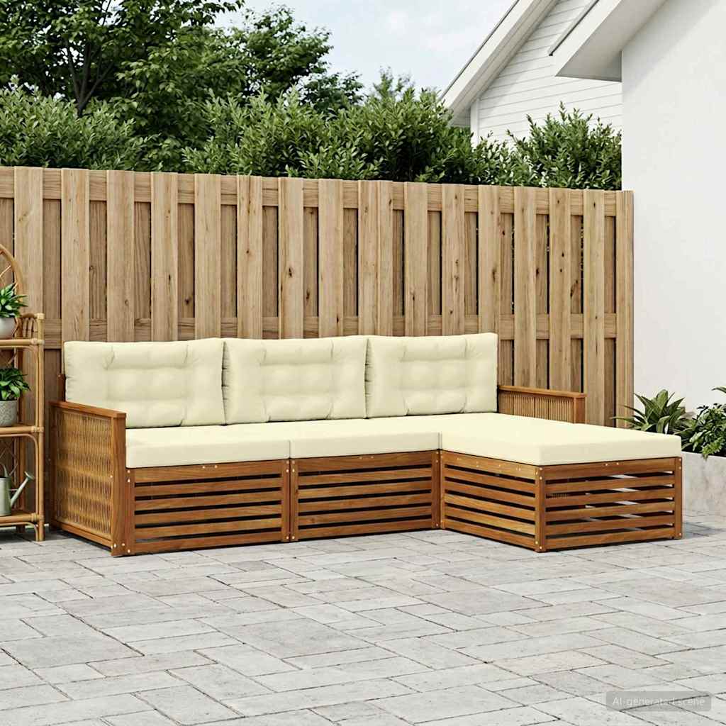 vidaXL Zestaw sof na zewnątrz Naturalny i Kremowy 249 x 162,5 x 73 cm